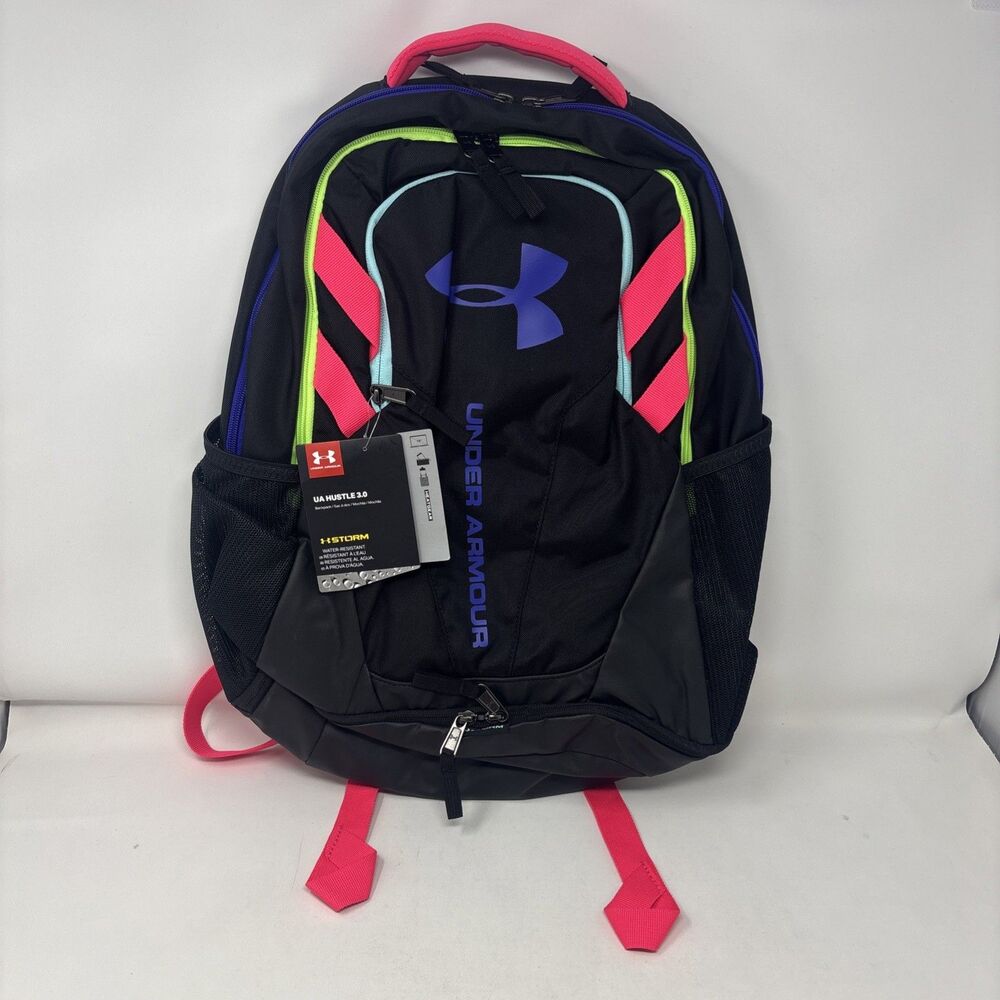 Under Armour Storm Backpack Black Neon Pink Green Purple Athletic School Bag